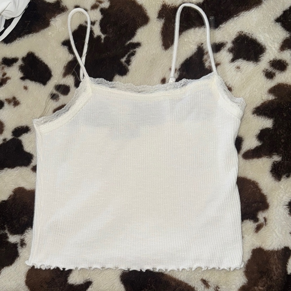 White Lace Trim Cami Top
